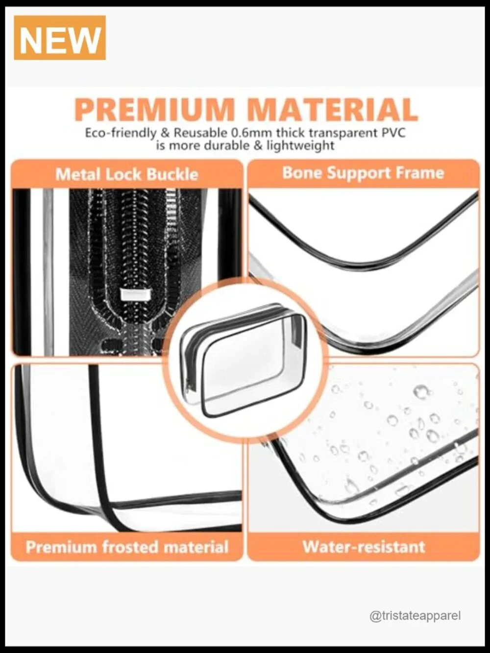 3-Piece Clear Travel Toiletry Bag Set TSA Approved Waterproof PVC Cosmetic Pouch